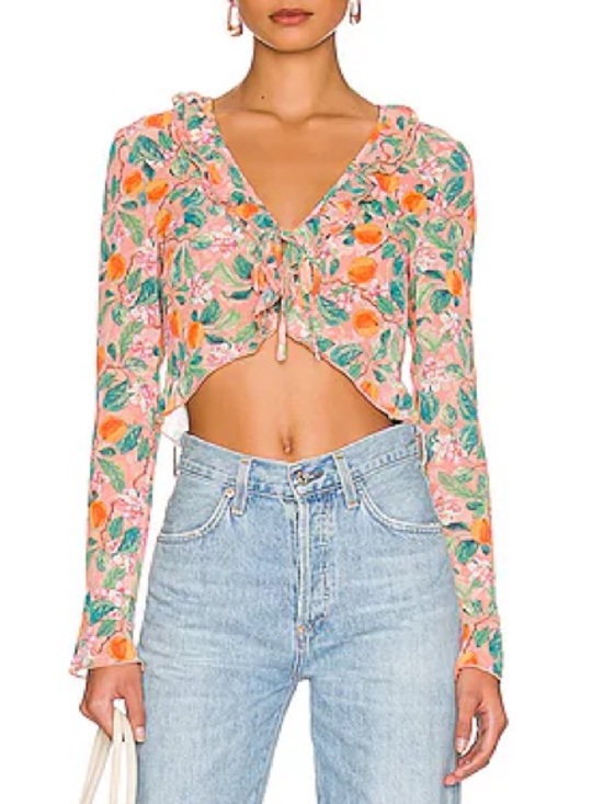 MORE TO COME Tops - MORE TO COME Racine Ruffle Tie Top Size S